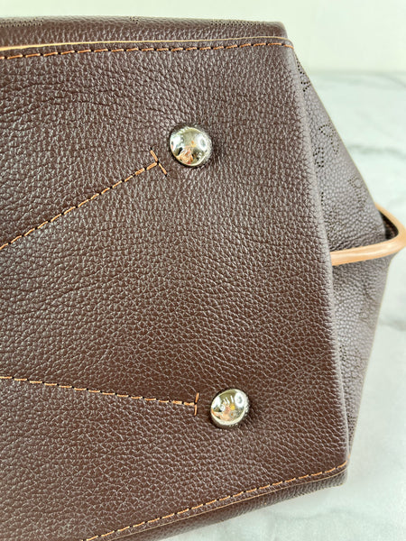 Louis Vuitton Carmel Mahina Chocolate Brown Hobo Shoulder Bag