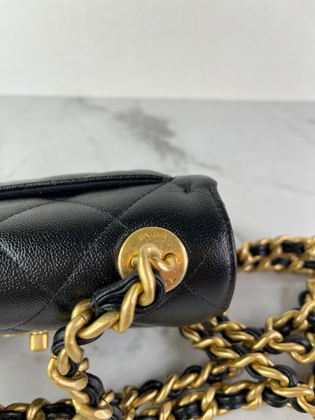 Chanel Mini Black Caviar Chunky Chain Flap Crossbody/Shoulder Bag