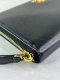 Prada Black Saffiano Zip Wallet