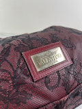 Valentino Burgundy Nuage Leather and Lace Bow Shoulder Hobo Bag
