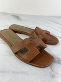 Hermes Gold (Brown) Oran Flat Sandals Size 37