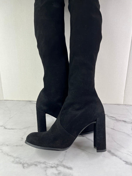 Stuart Weitzman Black Suede Hiline Over The Knee Boots Size 6