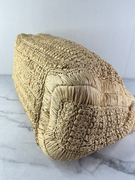 Valentino VLogo Signature Raffia Tote Bag
