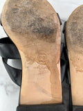 Chanel Black CC Turnlock Leather Triple Strap Flat Slides Size 37