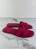 Hermes Dark Pink Epsom Calfskin Leather Oran Flat Sandals Size 37