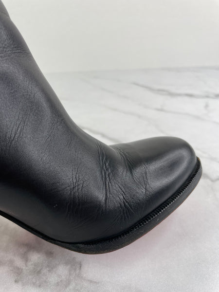 CHRISTIAN LOUBOUTIN Black Leather Adox 85 Ankle Boots Size 38.5