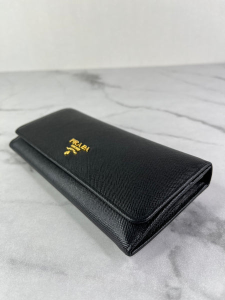 Prada Black Saffiano Flap Wallet