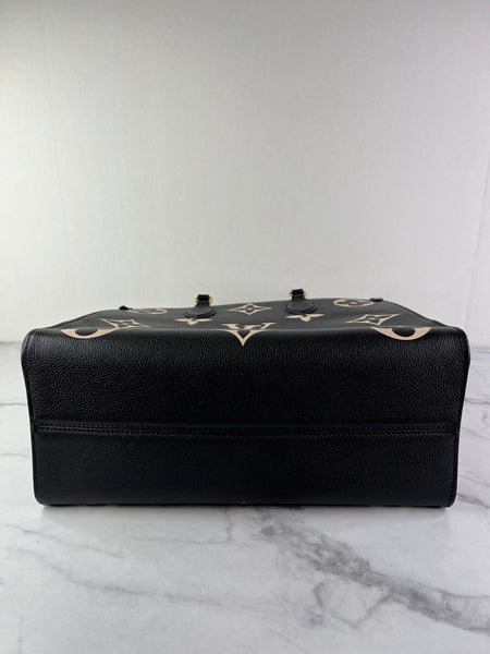 Louis Vuitton Black/Beige Monogram Empreinte Leather OnTheGo MM Shoulder Bag