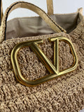 Valentino VLogo Signature Raffia Tote Bag