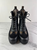 Louis Vuitton Black Monogram Laureate Platform Desert Boots Size 37