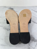 Chanel Black Grey Pearl Embroidery CC Mules Size 37