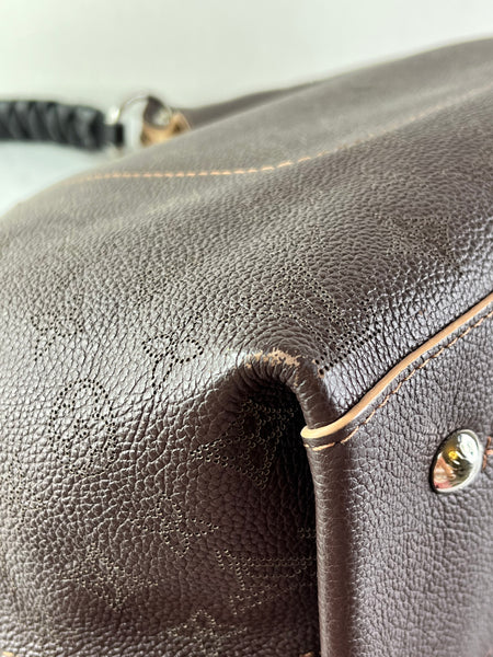 Louis Vuitton Carmel Mahina Chocolate Brown Hobo Shoulder Bag