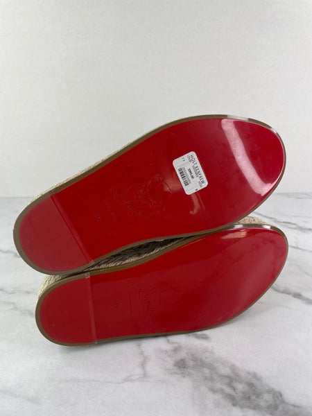 CHRISTIAN LOUBOUTIN Tan Ariella Zeppa 130 leather wedge mules Size 39