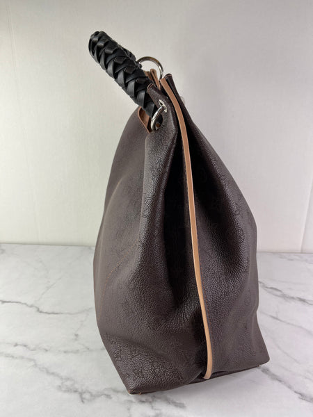 Louis Vuitton Carmel Mahina Chocolate Brown Hobo Shoulder Bag