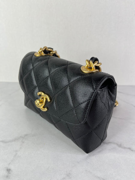 Chanel Mini Black Caviar Chunky Chain Flap Crossbody/Shoulder Bag