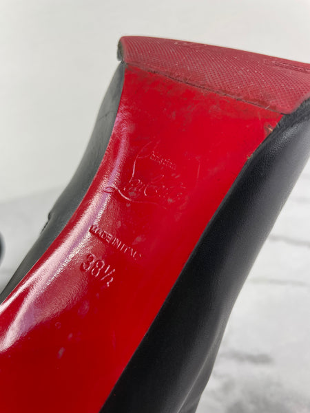 CHRISTIAN LOUBOUTIN Black Leather Adox 85 Ankle Boots Size 38.5