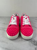 Christian Louboutin Women’s Vieira 2 Flat Pink Poupidou Suede Spike Sneakers Size 37