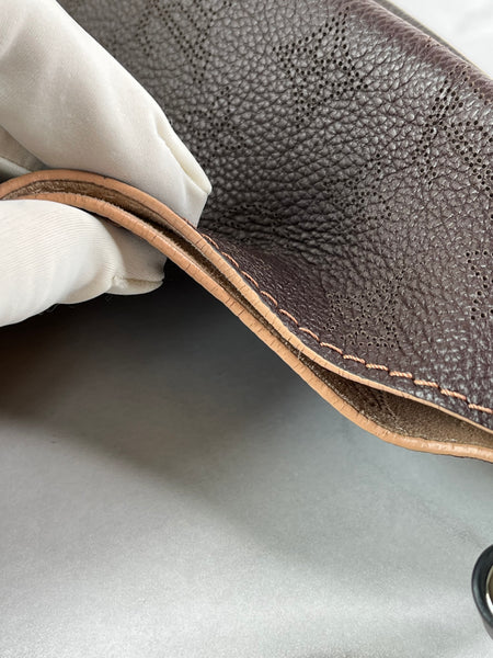 Louis Vuitton Carmel Mahina Chocolate Brown Hobo Shoulder Bag