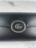 GUCCI Black GG logo-plaque continental leather wallet