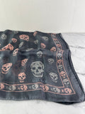 Alexander McQueen Classic Grey/Pink Silk Skull Scarf