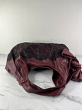 Valentino Burgundy Nuage Leather and Lace Bow Shoulder Hobo Bag
