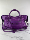 BALENCIAGA Ultraviolet Agneau Classic Hardware City Shoulder Bag