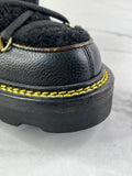 Louis Vuitton Black Grained Calfskin Shearling LV Beaubourg Ankle Boots Size 37