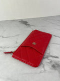 Chanel Red Caviar Quilted Classic iPhone Pouch/Wallet