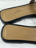 Hermes Black Oran Flat Sandals Size 37