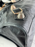BALENCIAGA Black Lambskin Leather Giant 21 Rose Gold Motorcycle City Shoulder Bag