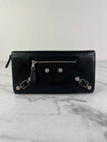 Balenciaga Black Arena Lambskin Giant 12 Silver Continental Wallet