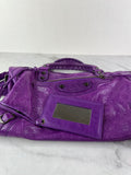 BALENCIAGA Ultraviolet Agneau Classic Hardware City Shoulder Bag