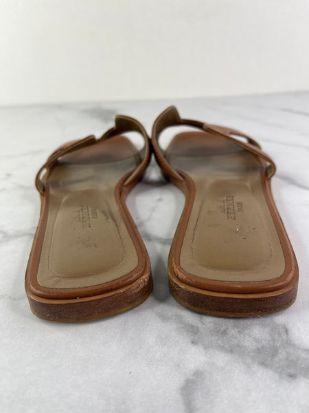 Hermes Gold (Brown) Oran Flat Sandals Size 37