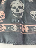 Alexander McQueen Classic Grey/Pink Silk Skull Scarf