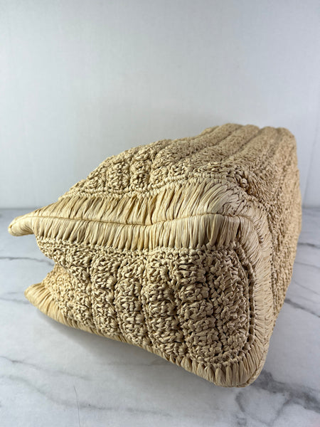 Valentino VLogo Signature Raffia Tote Bag