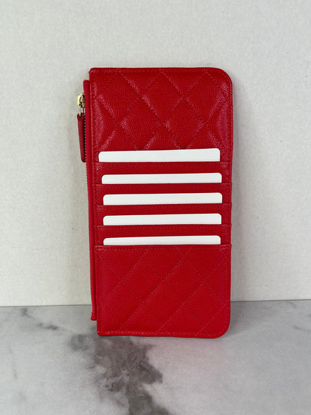 Chanel Red Caviar Quilted Classic iPhone Pouch/Wallet