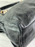 BALENCIAGA Black Lambskin Leather Giant 21 Rose Gold Motorcycle City Shoulder Bag