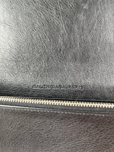 Balenciaga Black Arena Lambskin Giant 12 Silver Continental Wallet
