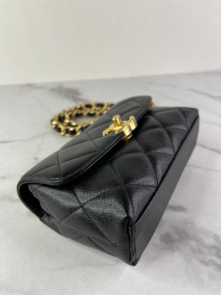Chanel Mini Black Caviar Chunky Chain Flap Crossbody/Shoulder Bag