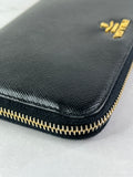 Prada Black Saffiano Zip Wallet