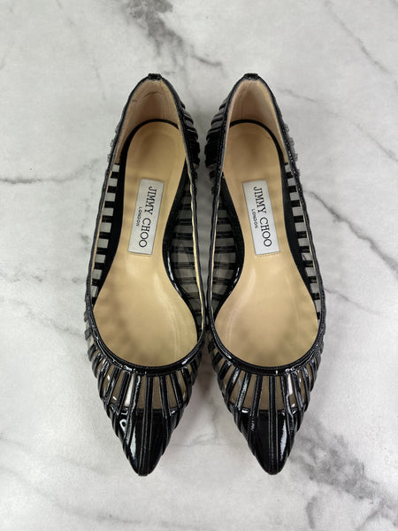 Jimmy Choo Black Patent Romy Flats Size 37