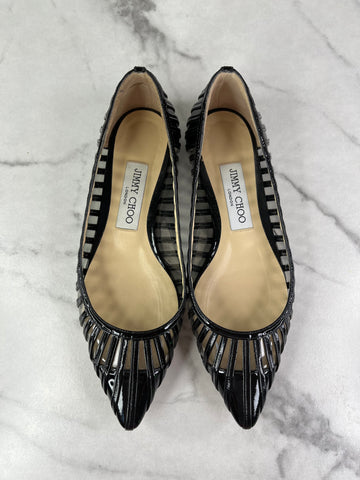 Jimmy Choo Black Patent Romy Flats Size 37