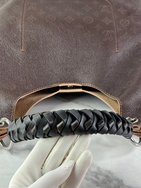 Louis Vuitton Carmel Mahina Chocolate Brown Hobo Shoulder Bag