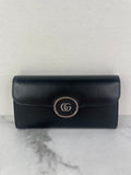 GUCCI Black GG logo-plaque continental leather wallet