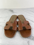 Hermes Gold (Brown) Oran Flat Sandals Size 37