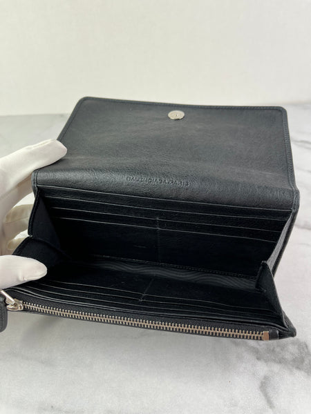 Balenciaga Black Arena Lambskin Giant 12 Silver Continental Wallet