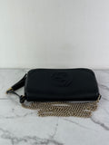 Gucci Black Pebbled Leather Soho Chain Flap Shoulder Bag