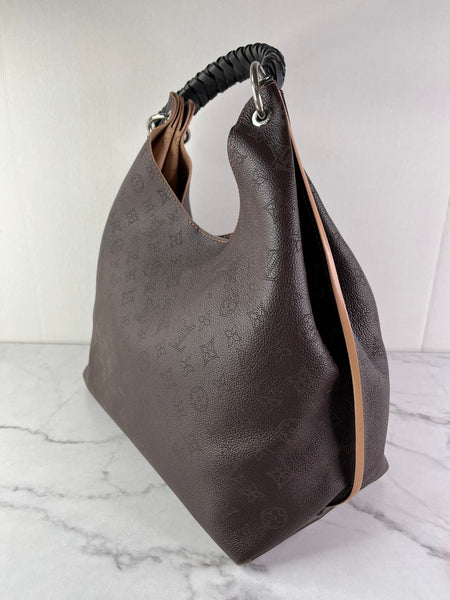 Louis Vuitton Carmel Mahina Chocolate Brown Hobo Shoulder Bag