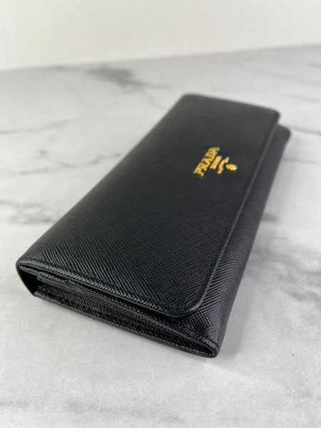 Prada Black Saffiano Flap Wallet