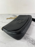 Gucci Black Pebbled Leather Soho Chain Flap Shoulder Bag
